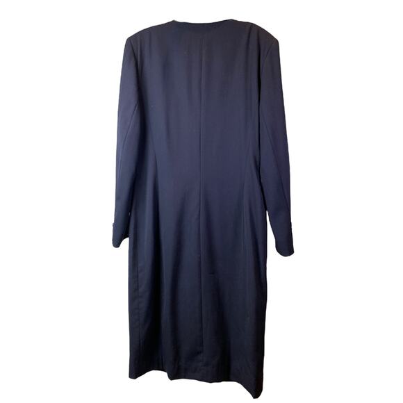 Austin Reed Coat‎ Womens 12 Navy Blue Worsted Wool Double Breasted Gold Buttons - Picture 4 of 9